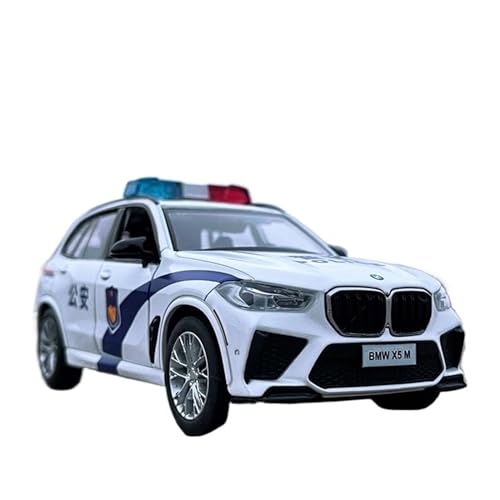 WJXNNON Für BMW X5M SUV Legierung Modell Auto Spielzeug Druck Druck Guss Ziehen Sound Und Licht Auto Spielzeug Für Kinder Fahrzeug 1:32 (Size : White Police) von WJXNNON