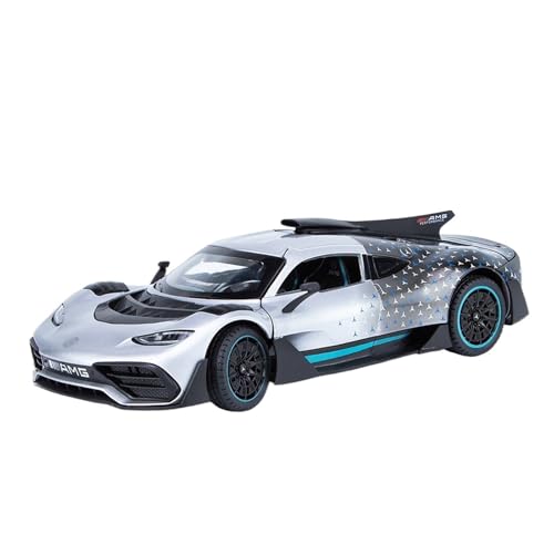 WJXNNON Für Bens AMG ONE Sportwagen-Spielzeugmodell, Legierung, Druckguss, Pullback, Sound Und Licht, Auto, Spielzeug, Geschenke, Maßstab 1/24(Silvery) von WJXNNON