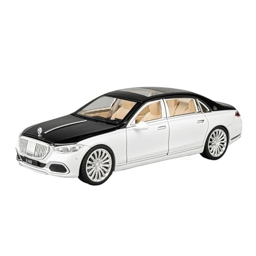 WJXNNON Für Benz Maybach S680 Legierung Modell Auto Druckguss Casting Sound Und Licht Auto Spielzeug 1:22(White Black) von WJXNNON