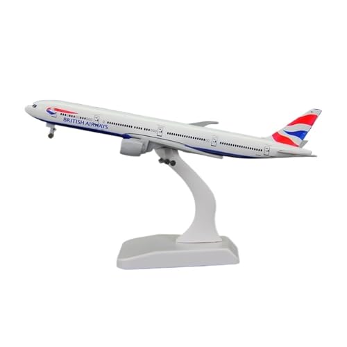 WJXNNON Für British Airways B777-300 Druckguss-Flugzeugmodell, 18 cm, 1:400, Kunststoffbasis, Fahrwerke, Legierungsflugzeug von WJXNNON