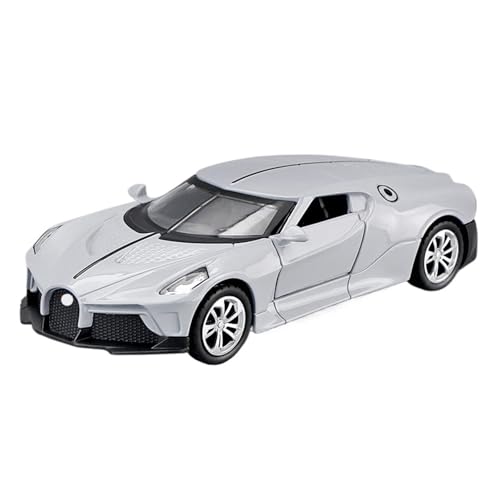 WJXNNON Für Bugati Legierung Automodell Druckguss Spielzeug Mit Ton Und Licht Pull Back Fahrzeuge Dekoration Spielzeug Für Kinder Geschenk 1: 36(Silver Gray-no Box) von WJXNNON