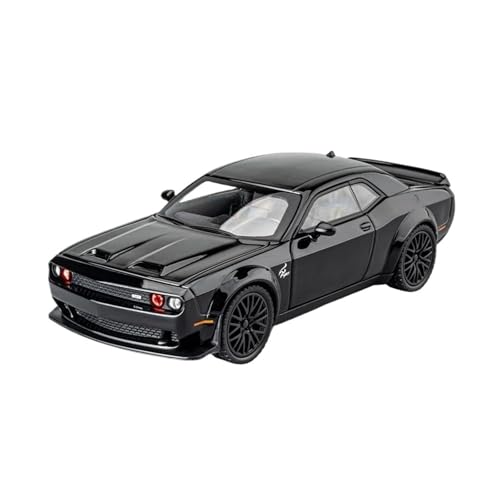 WJXNNON Für Dodge Challenger Hellcat Spielzeugauto Druckgussautos Spielzeug Zurückziehbare Hellcat-Modellautos Mit Sound Und Licht Im Maßstab 1:32(Black No Box) von WJXNNON