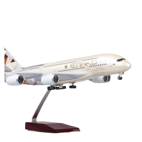 WJXNNON Für Etihad A380 Flugzeugmodell, Druckgussharz, Flugzeugsammlung, Display, Maßstab 47 cm(No lamp) von WJXNNON