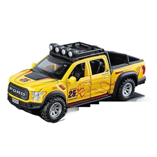 WJXNNON Für F150 SVT Raptor Geländewagen Legierung Automodell Sound Light Diecast Geschenk 1:32(32 F150 Yellow) von WJXNNON