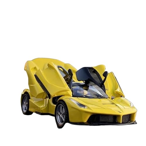 WJXNNON Für Ferrari Legierung Sportwagen Modell Druckguss Metall Spielzeug Fahrzeuge Simulation Sound und Licht Kinder Geschenke 1:32(Yellow with Box) von WJXNNON