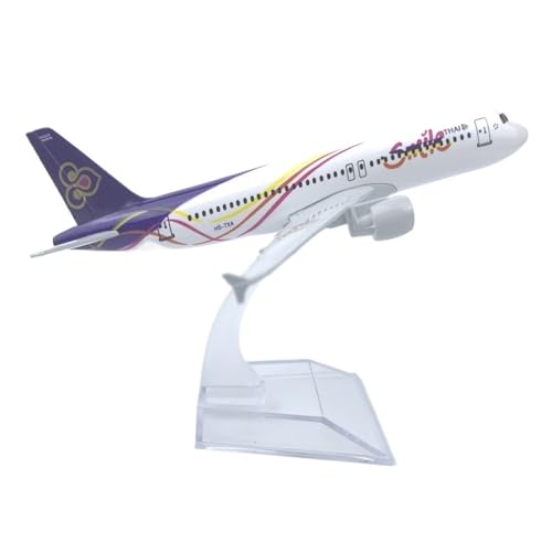WJXNNON Für Flugzeugmodell Der A320-Serie, Fluggesellschaft, Replika Aus Metalllegierung, Druckguss, Spielzeug, Geschenk, 16 cm, Maßstab 1:400(A320THAI) von WJXNNON