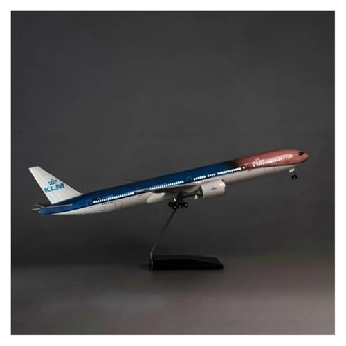 WJXNNON Für KLM Air Airlines B777 Flugzeugmodell Mit Leichtem Radfahrwerk, Druckgussharz-Flugzeugsammlung, Maßstab 1/157, 47 cm(with Light) von WJXNNON