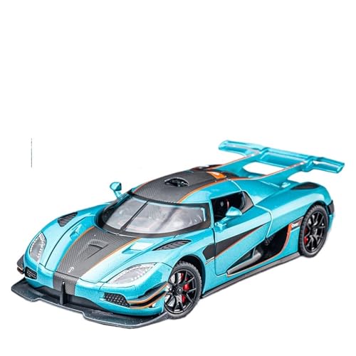 WJXNNON Für Koenigsegg Legierung Automodell Druckguss Metall Sport Sound Und Licht Sammlung Kinder Spielzeug Geschenk 1:24(Cyan) von WJXNNON