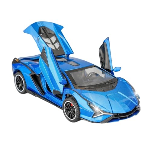 WJXNNON Für Lambo Legierung Super Auto Modell Sound Licht Kollektive Miniatur Kinder Junge Diecast Spielzeug Fahrzeug 1:32(Blue) von WJXNNON