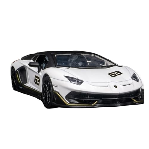 WJXNNON Für Lamborghini SVJ 63 Legierungs-Rennwagen Druckguss Metall Spielzeugauto Modellsammlung Sound Und Licht Kindergeschenke 1:24(White) von WJXNNON