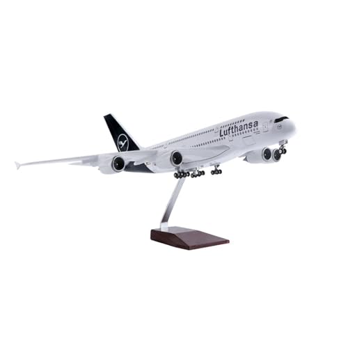 WJXNNON Für Lufthansa Airline A380 Flugzeugmodell Mit Licht Und Rad Harz Flugzeugmodell Für Display Collecti 1/160(New Lufthansa no) von WJXNNON