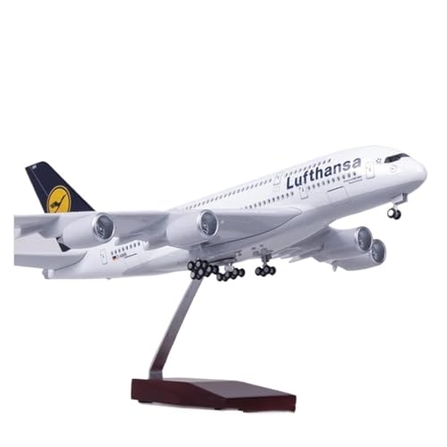 WJXNNON Für Lufthansa-Modellflugzeug Im Maßstab 1:160, 18,1 Zoll Länge, Druckguss-Modellflugzeug A380 Mit LED-Leuchten(with Light) von WJXNNON