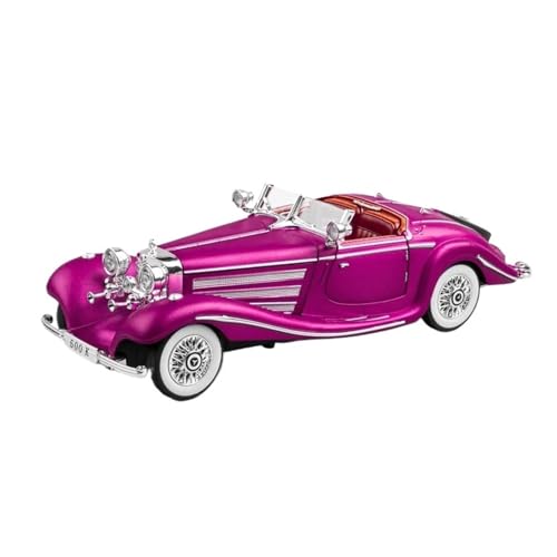 WJXNNON Für Mercedes-Benz 500K Oldtimer Legierung Metall Druckguss Automodell Sound & Licht Desktop-Kollektion Geschenk 1:24(Purple with Box) von WJXNNON