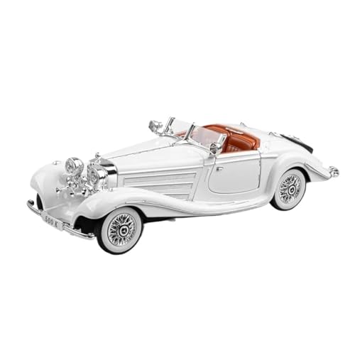 WJXNNON Für Mercedes-Benz 500K Oldtimer Legierung Metall Druckguss Automodell Sound & Licht Desktop-Kollektion Geschenk 1:24(White with Box) von WJXNNON