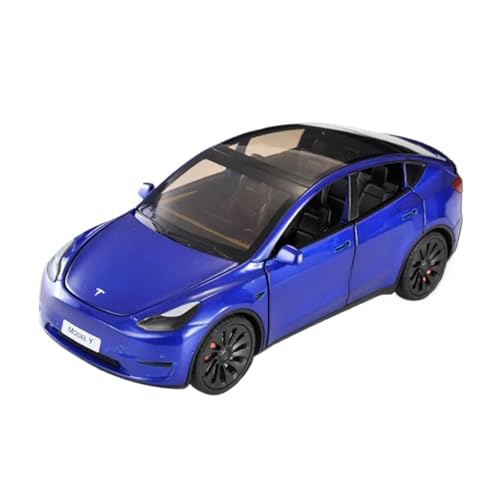 WJXNNON Für Modell Y Diecast Alloy Toys Modelle Autosimulation Mit Ton Und Licht Pull Back Spielzeug Geschenke Maßstab 1/24(Blue) von WJXNNON