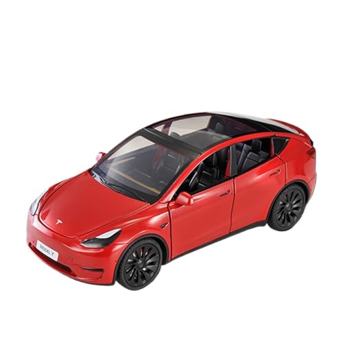 WJXNNON Für Modell Y Diecast Alloy Toys Modelle Autosimulation Mit Ton Und Licht Pull Back Spielzeug Geschenke Maßstab 1/24(Red) von WJXNNON
