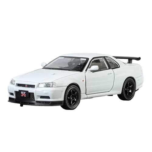 WJXNNON Für Nissan GTR R34 Supercar Legierung Metall Druckguss Auto Modell Spielzeug Racing Simulation Sound Licht Geschenk 1:32(White with Box) von WJXNNON