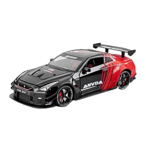 WJXNNON Für Nissan GTR R35 Skyline Ares Sportwagen Spray Legierung Druckguss Modell Auto Sound & Licht Klassische Geschenke 1:24(Black Box) von WJXNNON