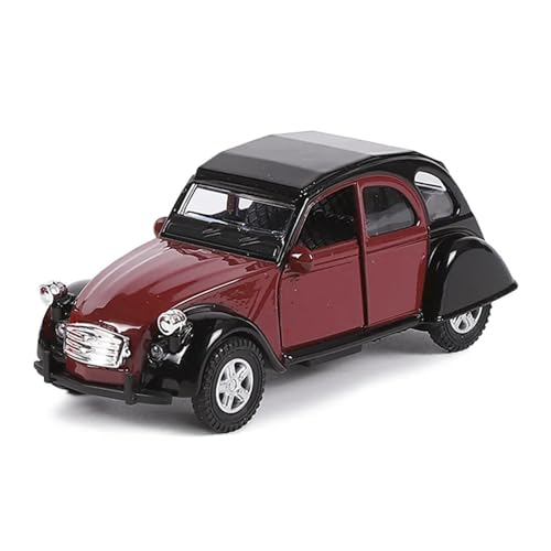 WJXNNON Für Oldtimer-Modell Pull Back Diecast Kinderspielzeug Simulation Fahrzeug Dekor Spielzeug Sammlung Geschenke Maßstab 1/32(Wine red) von WJXNNON