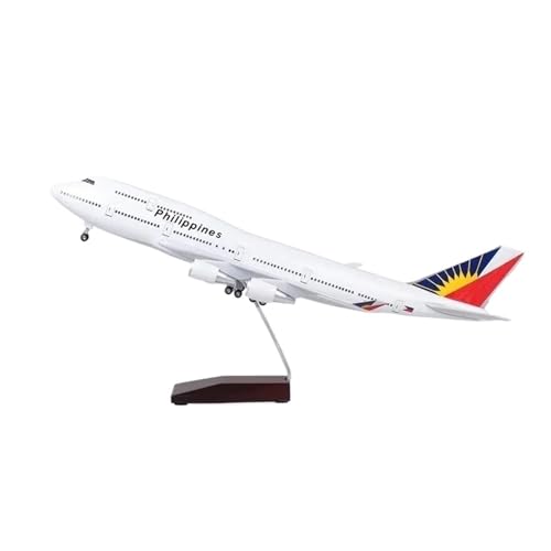 WJXNNON Für Philippines Airlines B747 Flugzeugmodell Mit Fahrwerk, Rädern Und Lichtern, Harzflugzeug, Sammlerspielzeug, 47 cm(NO Light) von WJXNNON