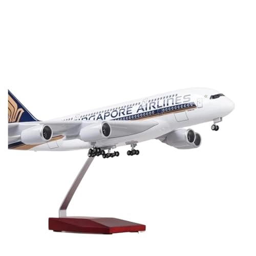 WJXNNON Maßstab 1/160 Für Singapore Airlines A380 Modell Mit Licht Und Rad Druckguss-Spielzeugflugzeuge, Harz-Display, Gedenkmodell(with lamp) von WJXNNON