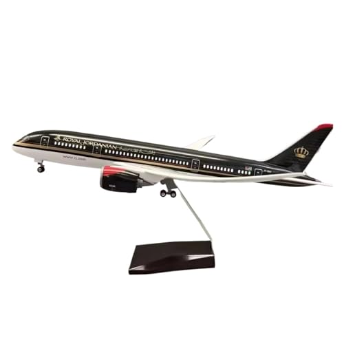 WJXNNON Maßstab 1:130 Für Royal Jordanian B787 Flugzeugmodell Mit Licht Und Rad, Druckgussharz, Flugzeugsammlung, Display-Fan(with LED) von WJXNNON