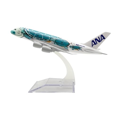 WJXNNON Metalllegierung Diecast Flugzeug 16cm Für Japan ANA Airlines A380 Flugzeugmodell Cartoon Meeresschildkröte Greenturtle von WJXNNON