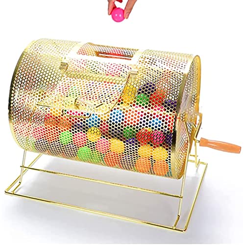 Manuelle Lotterie-Box, Tombola aus Messing mit Drehgriff aus Holz, für Bingo-Kugeln oder Lotterie-Spendensammler-Zeichnungsspiele für kleine Unternehmen von WJYLM