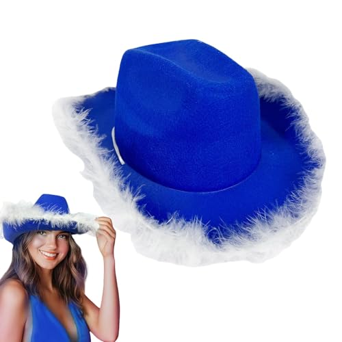 WJnflQN Cowboy-Federhut für Damen, Cowgirl-Hut mit Federboa, Filz-Kopfbedeckung, Party-Kostüme, Kopfbedeckung, Halloween-Zubehör für Party-Kostüme WJnflQN Cowboy-Federhut für Damen, Cowgirl-Hut mit Federboa, Filz-Kopfbedeckung, Party-Kostüme, Kopfbedeckung, Halloween-Zubehör für Party-Kostüme von WJnflQN