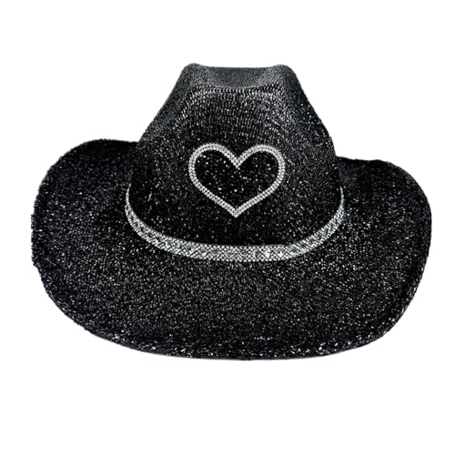 WJnflQN Cowgirl-Hut Glitzer – Westernhut mit breiter Krempe, Cowgirl-Hut, Disco, Party-Kopfbedeckung, Kostümzubehör, Cosplay-Requisiten für Männer und Frauen WJnflQN Cowgirl-Hut Glitzer – Westernhut mit breiter Krempe, Cowgirl-Hut, Disco, Party-Kopfbedeckung, Kostümzubehör, Cosplay-Requisiten für Männer und Frauen von WJnflQN