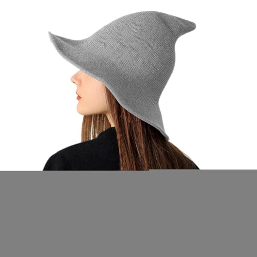 WJnflQN Hexenhüte Halloween,Gestrickter Spitzhut Für Damen Kostümzubehör | Leichtes Kopfbekleidungs Verkleidungszubehör Für Herren Erwachsene Feste Maskenbälle Bühnenauftritte von WJnflQN