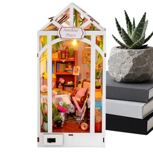 WJnflQN Miniatur Haus Bausatz | Holz Mini Gewächshaus Buchhaus Bausatz | Dekoratives Puzzle für Stabile Raum Schublade Wohnzimmertisch Klassenbibliothek Büro Weihnachten Halloween - Weihnachten von WJnflQN