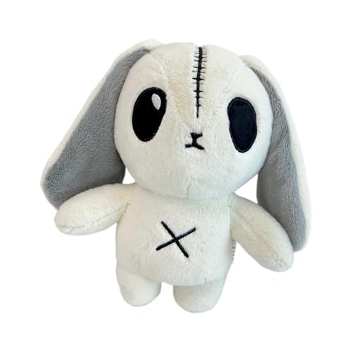 WJnflQN Plüschtier Kaninchen,Weiche Dekokissen,Goth Kaninchen Plüsch Halloween Kuscheltier - Für Erwachsene Kinder Mädchen Schlafzimmer Wohnzimmer Sofa Fensterbank Tisch Auto Nachttisch von WJnflQN