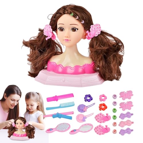WJnflQN Puppenkopf-Haar-Styling-Make-up-Spielzeug-Set, Friseur-Styling-Kopf-Puppe, Make-up-Puppenkopf-Set für Mädchen, Mehrzweck-Make-up-Puppen-Set für Weihnachten, Kindertag, Erntedankfest, WJnflQN Puppenkopf-Haar-Styling-Make-up-Spielzeug-Set, Friseur-Styling-Kopf-Puppe, Make-up-Puppenkopf-Set für Mädchen, Mehrzweck-Make-up-Puppen-Set für Weihnachten, Kindertag, Erntedankfest, von WJnflQN