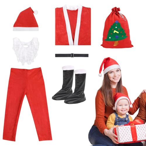 WJnflQN Weihnachts-Weihnachtsmann-Kostüm-Set, Weihnachtsmann-Kostüm für Herren, 7-teiliges Set Unisex-Herrenkostüme, Robustes und langlebiges Weihnachtskostüm für Weihnachten, Geburtstag, Neujahr, WJnflQN Weihnachts-Weihnachtsmann-Kostüm-Set, Weihnachtsmann-Kostüm für Herren, 7-teiliges Set Unisex-Herrenkostüme, Robustes und langlebiges Weihnachtskostüm für Weihnachten, Geburtstag, Neujahr, von WJnflQN