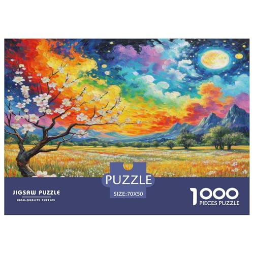 Aprikosenblüte Puzzles 1000 Teile Schwer Puzzle Spielzeug Lernspiel Impossible Herausforderung Spielzeug Für Erwachsene Kinder 70x50cm/1000pcs von WKASLDNS