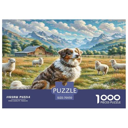 Australischer Schäfer Puzzles 1000 Teile Schwer Puzzle Spielzeug Lernspiel Impossible Herausforderungsspielzeug Für Erwachsene Und Kinder in Bewährter 70x50cm/1000pcs von WKASLDNS