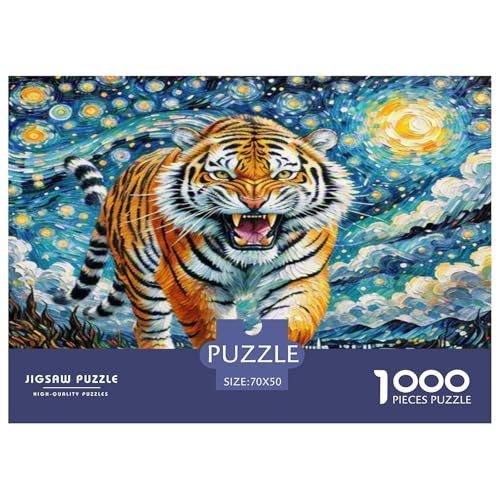 Bengalischer Tiger Puzzle 1000-teilige Schwer Puzzle Spielzeug Lernspiel Impossible Herausforderungsspielzeug Für Erwachsene Und Kinder Ab 14 Jahren 70x50cm/1000pcs von WKASLDNS