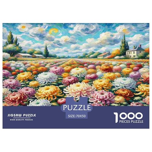 Chrysanthemen Puzzle 1000-teilige Schwer Puzzle Spielzeug Pädagogisches Spiel Impossible Herausforderungsspielzeug Für Erwachsene Und Kinder Ab 14 Jahren 70x50cm/1000pcs von WKASLDNS