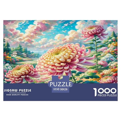 Chrysanthemen Puzzles 1000 Teile Schwer Puzzle Spielzeug Lernspiel Impossible Herausforderung Spielzeug Für Erwachsene Kinder 38x26cm/1000pcs von WKASLDNS
