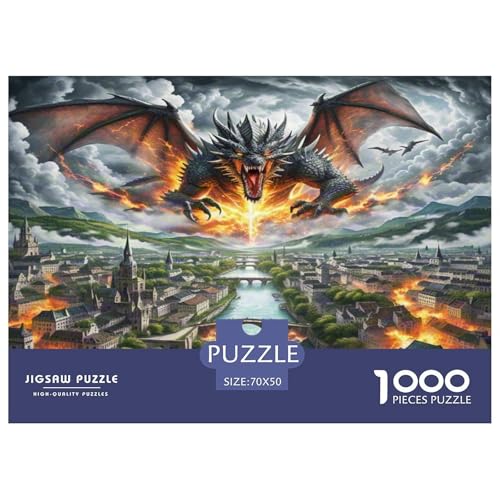 Der Drache Puzzle 1000 Teile Schwer Puzzle Spielzeug Lernspiel Impossible Herausforderung Spielzeug Für Erwachsene Und Kinder Ab 14 Jahren 70x50cm/1000pcs von WKASLDNS
