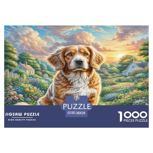 Englischer Springer Spaniel Puzzle 1000 Teile Schwer Puzzle Spielzeug Lernspiel Impossible Herausforderung Spielzeug Für Erwachsene Und Kinder in Bewährter 38x26cm/1000pcs von WKASLDNS