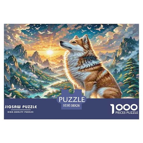 Japanischer Spitz Puzzle 1000 Teile Schwer Puzzle Spielzeug Pädagogisches Spiel Impossible Herausforderungsspielzeug Für Erwachsene Und Kinder in Bewährter 38x26cm/1000pcs von WKASLDNS