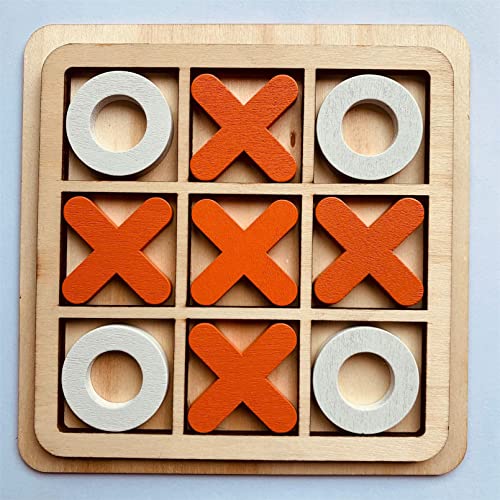 WKLLK Tic Tac Toe Brettspiel aus Holz, Mini Tischplatte, rustikales Holz Couchtischspiel, interaktives Desktop Puzzle Spiel, Tischdekoration für Kinder und Erwachsene,Orange-Weiß WKLLK Tic Tac Toe Brettspiel aus Holz, Mini Tischplatte, rustikales Holz Couchtischspiel, interaktives Desktop Puzzle Spiel, Tischdekoration für Kinder und Erwachsene,Orange-Weiß von WKLLK