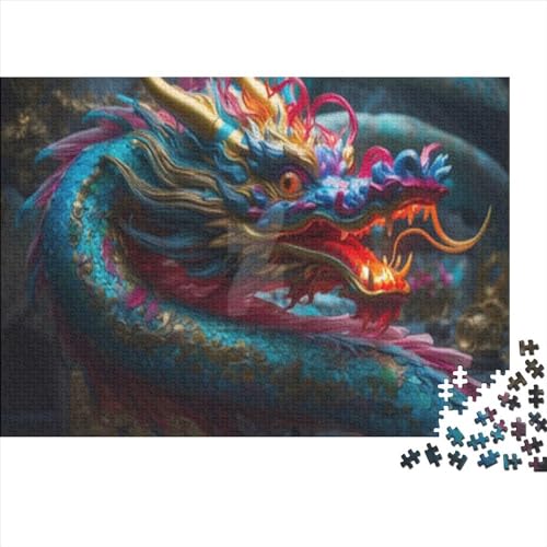 1000 Teile Chinesisches Drachen-Puzzle, kreatives rechteckiges Puzzle für Erwachsene und Kinder, großes Puzzle für Familien-Lernspiel 1000 Teile (75 x 50 cm) von WKMoney