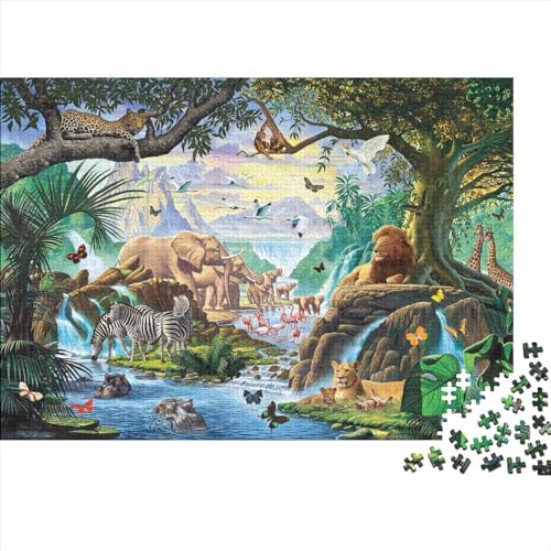 1000 Teile Puzzle mit tropischen Regenwaldtieren für Erwachsene und Kinder, kreatives rechteckiges Puzzle, Holzpuzzle, lustiges Lernspielzeug, 1000 Teile (75 x 50 cm) von WKMoney
