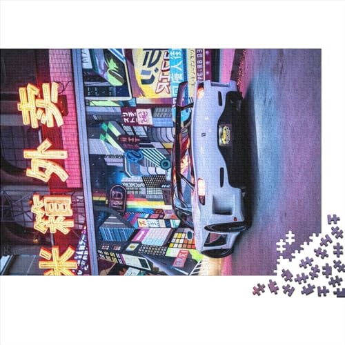 1000 Teile Puzzles JDM Auto Japanische Straße Nachtansicht Poster Puzzles für Erwachsene Holzpuzzles Lernspiel für Erwachsene Kinder 1000 Teile (75x50cm) von WKMoney