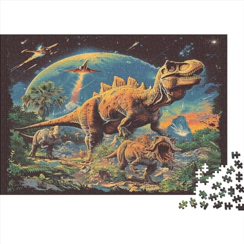 1000 Teile kreative Puzzles, Dinosaurier-Welt-Puzzles, rechteckiges Puzzle, Lernspielzeug, Geschenk für Kinder und Erwachsene, 1000 Stück (75 x 50 cm) von WKMoney