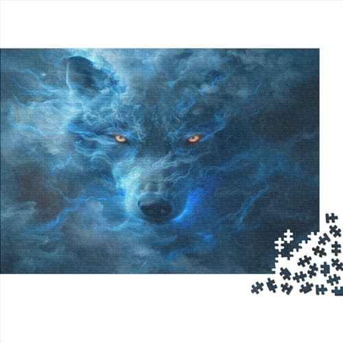 1000-teiliges Holzpuzzle, Hunter_Wolf-Puzzle, kreatives rechteckiges Puzzle, Geschenk für Familienspiel, Freunde, 1000 Stück (75 x 50 cm) von WKMoney