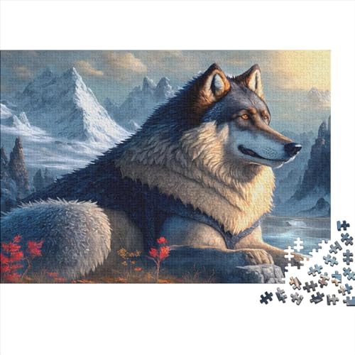 1000-teiliges Holzpuzzle, Wolfstier-Puzzle, kreatives rechteckiges Puzzle, Geschenk für Familienspiel, Freunde, 1000 Stück (75 x 50 cm) von WKMoney